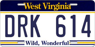WV license plate DRK614