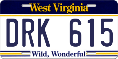 WV license plate DRK615
