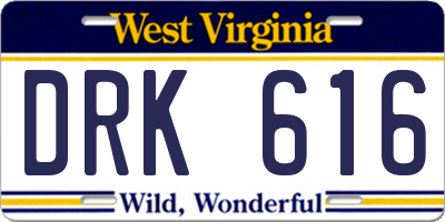 WV license plate DRK616