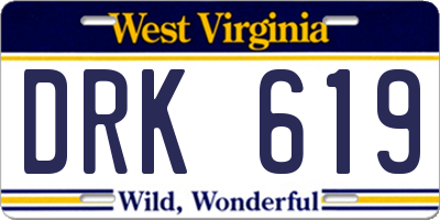 WV license plate DRK619