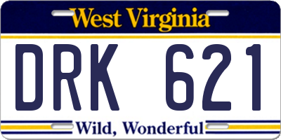 WV license plate DRK621