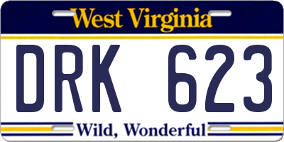 WV license plate DRK623