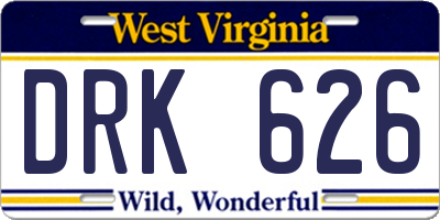 WV license plate DRK626