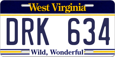 WV license plate DRK634