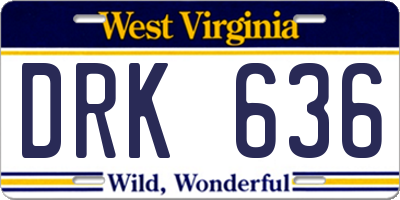WV license plate DRK636