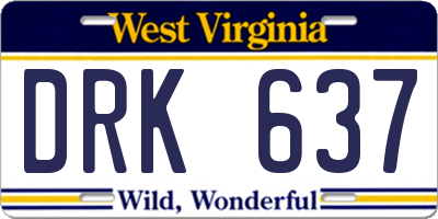 WV license plate DRK637