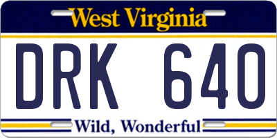WV license plate DRK640