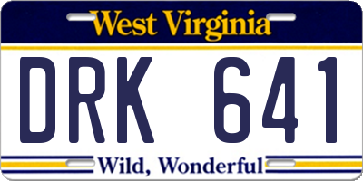 WV license plate DRK641