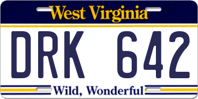 WV license plate DRK642
