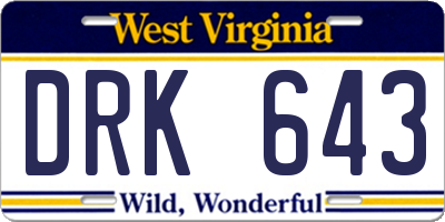 WV license plate DRK643
