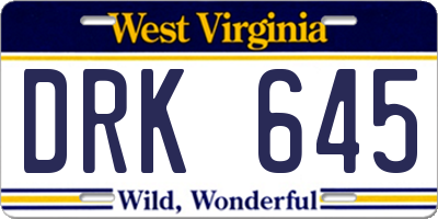 WV license plate DRK645