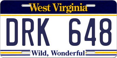 WV license plate DRK648