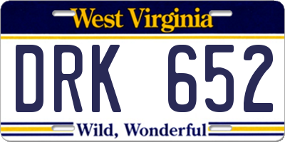 WV license plate DRK652
