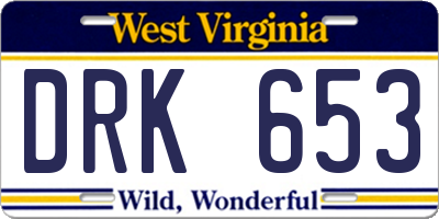 WV license plate DRK653