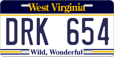 WV license plate DRK654