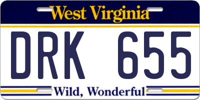 WV license plate DRK655