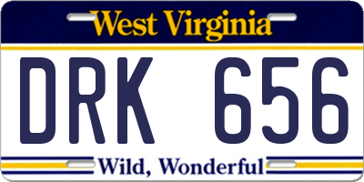 WV license plate DRK656