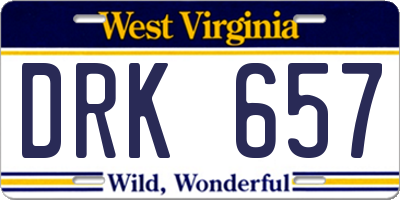 WV license plate DRK657