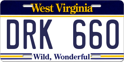 WV license plate DRK660