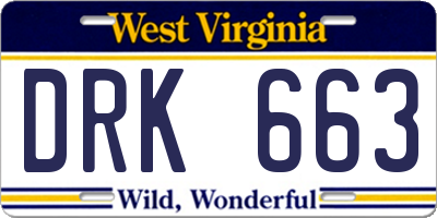 WV license plate DRK663