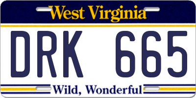 WV license plate DRK665