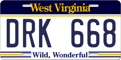 WV license plate DRK668