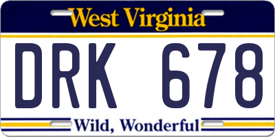 WV license plate DRK678