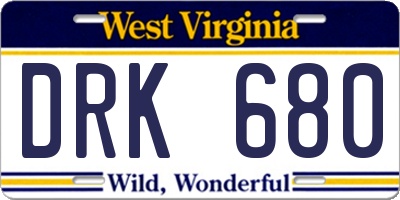 WV license plate DRK680