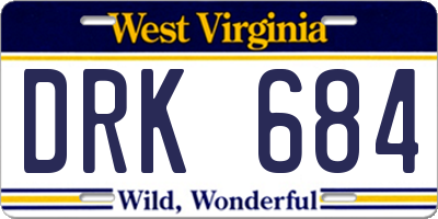 WV license plate DRK684
