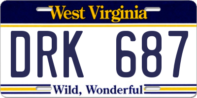 WV license plate DRK687
