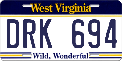 WV license plate DRK694