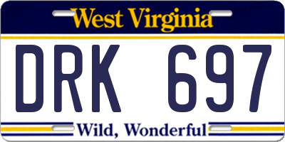 WV license plate DRK697