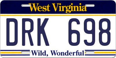 WV license plate DRK698