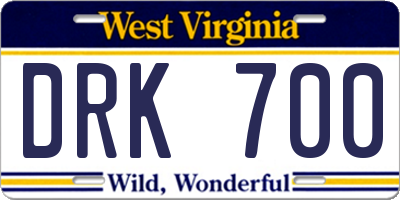 WV license plate DRK700