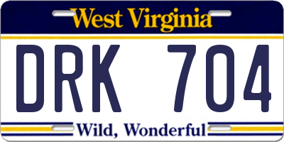 WV license plate DRK704