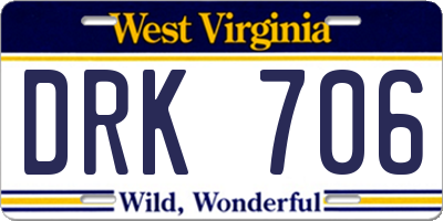 WV license plate DRK706