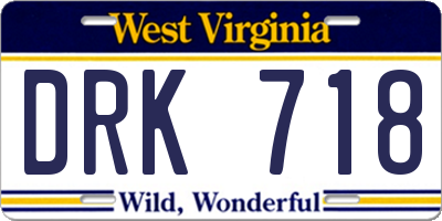 WV license plate DRK718