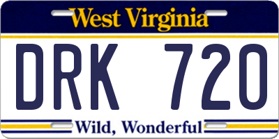 WV license plate DRK720