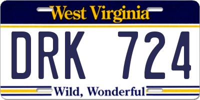 WV license plate DRK724