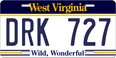 WV license plate DRK727