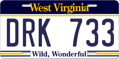 WV license plate DRK733