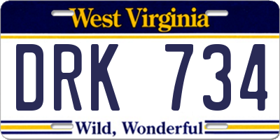 WV license plate DRK734