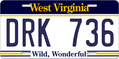 WV license plate DRK736