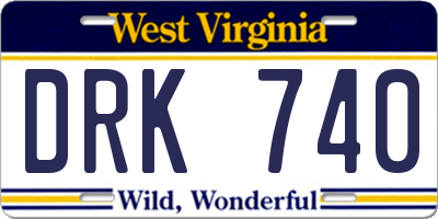 WV license plate DRK740