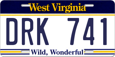 WV license plate DRK741