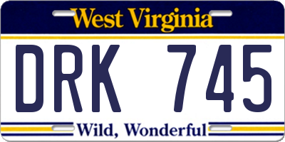 WV license plate DRK745