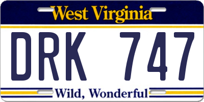 WV license plate DRK747