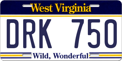 WV license plate DRK750