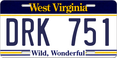 WV license plate DRK751