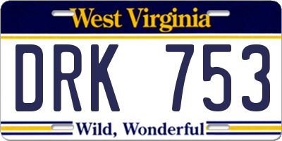 WV license plate DRK753
